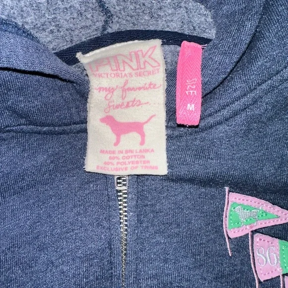 PINK Victoria's Secret Vintage Women’s Hoodie - Navy Blue with Pink Size M - Picture 4 of 7